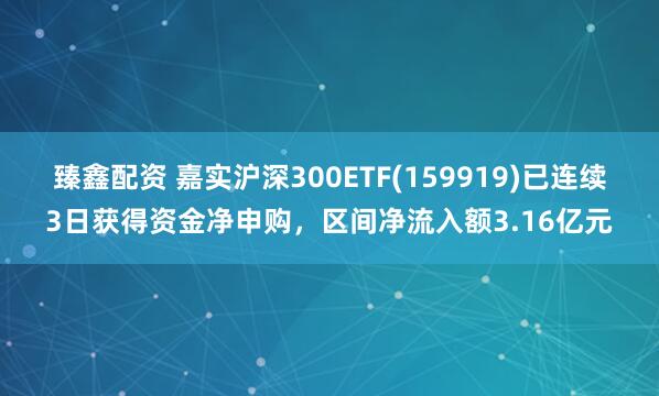 臻鑫配资 嘉实沪深300ETF(159919)已连续3日获得资金净申购，区间净流入额3.16亿元
